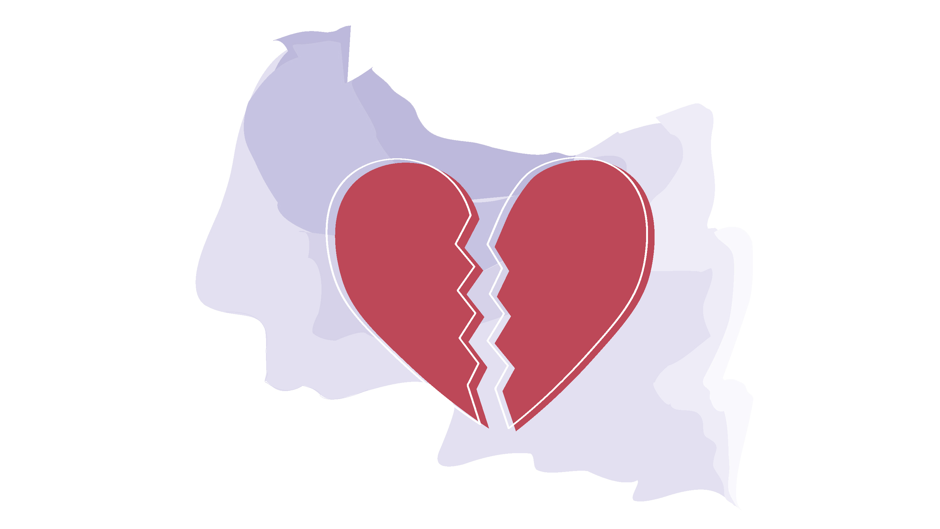 En illustration som visar ett hjärta som har gått itu.